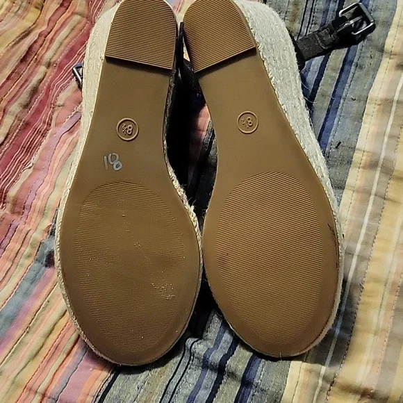 White Mountain Black Espadrille Wedges - Picture 2 of 3